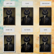 Carregar imagem no visualizador da galeria, Admiral Meow Reporting For Duty, Victorian Cat Portrait Art, Framed Canvas Print, Gothic Dark Academia Wall Art
