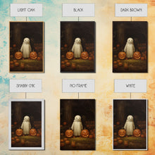 Load image into Gallery viewer, Cute Lil Boo, Ghost Art, Framed Canvas Print, Halloween Canvas Art, Horror Prints, Gothic Victorian Halloween Decor, Cute Ghost