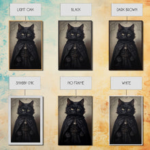 Load image into Gallery viewer, Cute Victorian Cat Portrait, Halloween Decor, Oil Painting Of A Gothic Victorian Cat, Halloween Wall Art, Framed Canvas Print