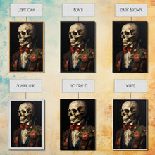 Carregar imagem no visualizador da galeria, Spooky Halloween Art, Floral Skeleton, Framed Canvas Print, Skeletal Art, Halloween Art Print, Halloween Decoration, Halloween Printables