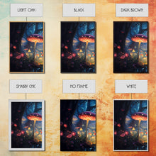 Load image into Gallery viewer, Magical dark forest art print on canvas, fantasy forest, oil style painting, large landscape wall art for home, ready to hang, 3 Piece Art