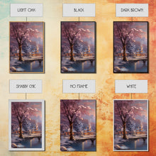 Carregar imagem no visualizador da galeria, 3 Piece Winter Scene, Framed Canvas Prints, Triptych Christmas Painting, Christmas Decor, Winter Art, Christmas Wall art, Xmas Art