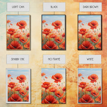 Load image into Gallery viewer, Beautiful Red Flowers, Wildflower Art, Framed Canvas Prints, 3 Piece Set, Triptych, Wall Art, Botanical Art, Floral Decor, Boho Style Art