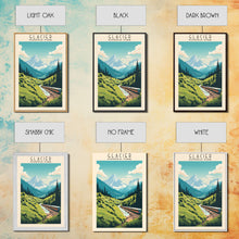 Carregar imagem no visualizador da galeria, Glacier National Park Montana Travel Art, National Park Print, Minimalist Travel Art, Midcentury Modern Style Landscape Painting