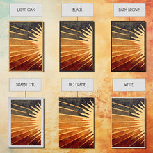 Carregar imagem no visualizador da galeria, Abstract Midcentury Modern Sunburst, Art Deco Style art, sun with rays, sun burst, boho style, 3 Piece Wall Art, Ready To Hang Canvas Print