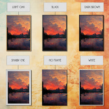 Carregar imagem no visualizador da galeria, Forest Sunset Wall Decor, Oil Painting Style, 3 Piece Wall Art, Ready To Hang Canvas Print, Cool Unique Living Room Wall Art Decor