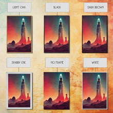 Load image into Gallery viewer, Art Deco Scifi Art, Science Fiction Space Ships, 3 Piece Wall Art, Ready To Hang Canvas Print, Cool Unique Mancave wall Art Decor