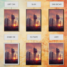 Load image into Gallery viewer, Cyberpunk City, Night City Watercolor, Videogame Concept Art, Watercolor Of a Cyberpunk City 3 Piece Wall Art, Ready To Hang Canvas Print