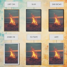 Load image into Gallery viewer, Beach Campfire Under The Stars, Photography Print, Framed Canvas Print, Beach House Decor, Coastal Decor, Beach Print, Beach Art
