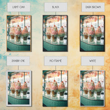 Load image into Gallery viewer, A Strawberry Sunday Kitchen Decor, Ice Cream Art, Framed Canvas Print, Ice Cream Parlor Decor, Icecream Shop Wall Art, MCM Style Decor