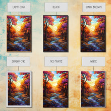 Load image into Gallery viewer, Beautiful Fall Decor, Framed Canvas Print, Mosaic / Stained Glass Style Painting, Gliclee Print, Autumn Decor, Thanksgiving Decorations