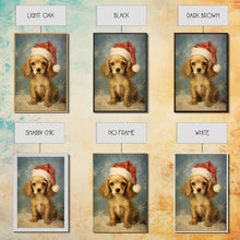 Load image into Gallery viewer, Cocker Spaniel Puppy In A Santa Hat, Framed Canvas Print, Christmas Decor, Holiday Decor, Seasonal Wall Decor, Farmhouse Christmas
