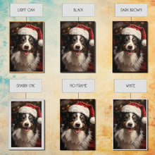 Carregar imagem no visualizador da galeria, Cute Border Collie In A Santa Hat, Framed Canvas Print, Christmas Decor, Holiday Decor, Seasonal Wall Decor, Farmhouse Christmas