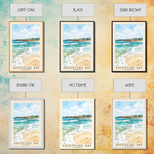 Carregar imagem no visualizador da galeria, Adventure Bay, Australia Watercolor Beach Print, Vacation Gift, Australia Wall Art, Framed Canvas Print, Framed Beach Painting