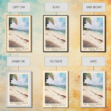 Carregar imagem no visualizador da galeria, Air Manis Beach, Indonesia Watercolor Beach Print, Vacation Gift, Indonesia Wall Art, Framed Canvas Print, Framed Beach Painting