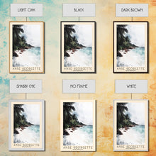 Load image into Gallery viewer, Anse Georgette, Seychelles Watercolor Beach Print, Vacation Gift, Seychelles Wall Art, Framed Canvas Print, Framed Beach Painting