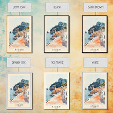 Load image into Gallery viewer, Atrani, Italy Watercolor Beach Print, Vacation Gift, Italy Wall Art, Beach Painting, Beach Decor, Beach Painting