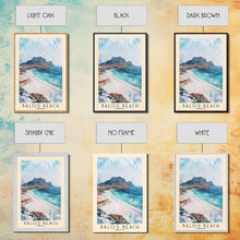 Carregar imagem no visualizador da galeria, Balos Beach, Greece Watercolor Beach Print, Vacation Gift, Greece Wall Art, Framed Canvas Print, Framed Beach Painting