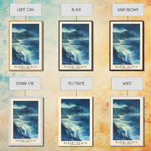 Load image into Gallery viewer, Bečići Beach, Montenegro Watercolor Print, Vacation Gift, Montenegro Wall Art, Beach Painting, Beach Decor, Large Wall Art, Wood Frame Art