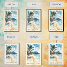 Load image into Gallery viewer, Belle-Île-en-Mer, France Watercolor Print, Vacation Gift, France Wall Art, Beach Painting, Beach Decor, Large Wall Art, Wood Frame Art