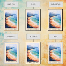 Load image into Gallery viewer, Big Wave Bay Beach, Hong Kong Watercolor Print, Vacation Gift, Hong Kong Wall Art, Beach Painting, Beach Decor, Large Wall Art, Wood Frame Art