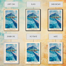 Load image into Gallery viewer, Bora Bora, France Watercolor Beach Print, Vacation Gift, France Wall Art, Framed Canvas Print, Framed Beach Painting