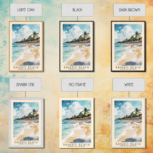 Load image into Gallery viewer, Bávaro Beach, Dominican Republic Watercolor Beach Print, Vacation Gift, Dominican Republic Wall Art, Framed Canvas Print, Framed Beach Painting