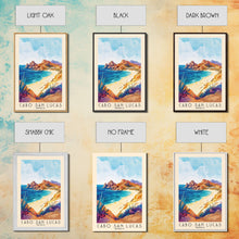 Load image into Gallery viewer, Cabo San Lucas, Mexico Watercolor Print, Vacation Gift, Mexico Wall Art, Beach Painting, Beach Decor, Large Wall Art, Wood Frame Art