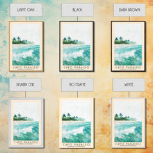 Load image into Gallery viewer, Cayo Paraiso, Dominican Republic Watercolor Beach Print, Vacation Gift, Dominican Republic Wall Art, Framed Canvas Print, Framed Beach Painting