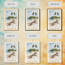 Load image into Gallery viewer, Coiba Island, Panamá Watercolor Beach Print, Vacation Gift, Panamá Wall Art, Framed Canvas Print, Framed Beach Painting