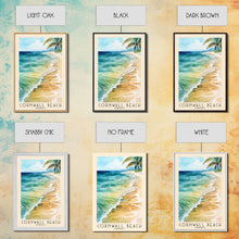 Load image into Gallery viewer, Cornwall Beach, Jamaica Watercolor Beach Print, Vacation Gift, Jamaica Wall Art, Framed Canvas Print, Framed Beach Painting