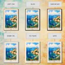 Load image into Gallery viewer, Cortegada Island, Spain Watercolor Beach Print, Vacation Gift, Spain Wall Art, Framed Canvas Print, Framed Beach Painting