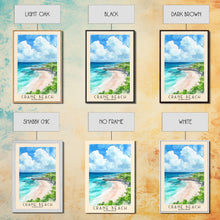 Load image into Gallery viewer, Crane Beach, Barbados Watercolor Beach Print, Vacation Gift, Barbados Wall Art, Framed Canvas Print, Framed Beach Painting