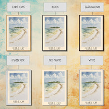 Load image into Gallery viewer, Gibbs Cay, Turks and Caicos Watercolor Beach Print, Vacation Gift, Turks and Caicos Wall Art, Framed Canvas Print, Framed Beach Painting