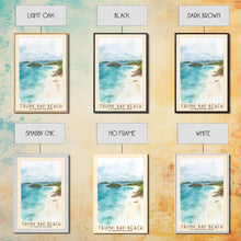 Load image into Gallery viewer, Trunk Bay Beach, US Virgin islands Watercolor Beach Print, Vacation Gift, US Virgin islands Wall Art, Framed Canvas Print, Framed Beach Painting