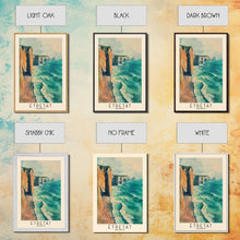 Load image into Gallery viewer, Étretat, France Watercolor Print, Vacation Gift, France Wall Art, Beach Painting, Beach Decor, Large Wall Art, Wood Frame Art