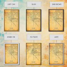 Load image into Gallery viewer, Distressed Fresno California Map, Framed Canvas Print Or Poster, California Map Print, Freso City Wall Art Map Print, Rustic Map Art