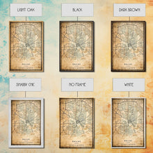 Load image into Gallery viewer, Dallas Map Canvas Print, Texas Map Print, Texas Wall Art, Dallas Map Poster, US, USA Maps, Dallas Maps, Map Gifts, Large Framed Map Print