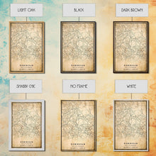 Load image into Gallery viewer, Birmingham UK map print poster or framed canvas, England map print poster canvas, UK city map print poster canvas, Vintage Travel Art