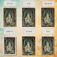 Carregar imagem no visualizador da galeria, Ghostly Figure in Ancient Ruins Framed Canvas Print, Haunted Ruins Decor, Halloween Ghost Art, Eerie Ghostly Wall Art, Spooky Ghost Print