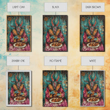 Carregar imagem no visualizador da galeria, A demon eating some hot wings - hope he didn't sell his soul for them they look pretty good! Halloween Wall Art Framed Canvas