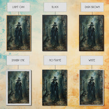 Carregar imagem no visualizador da galeria, Ghostly Figure in Victorian Attire - Eerie Night Stalker Gothic Art Framed Canvas Print, Halloween Haunted House Decor