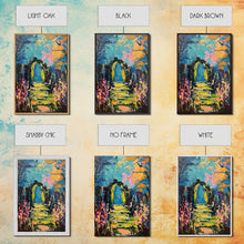 Load image into Gallery viewer, Enchanted Path Framed Canvas Print, Halloween Art, Spooky Garden, Haunted Walkway, Fall Decor Gothic Decor, Ghostly Archway, Eerie Landscape