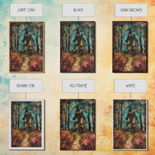 Load image into Gallery viewer, Enchanted Forest Pathway Framed Canvas Print, Haunted Woods Art, Halloween Night, Spooky Path Decor, Mysterious Artwork, Framed Canvas Print