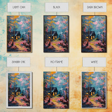 Load image into Gallery viewer, Eerie Moonlit Cemetery Framed Canvas Print, Halloween, Haunted Graveyard Wall Art, Gothic Horror Decor, Spooky Artwork, Framed Canvas Print