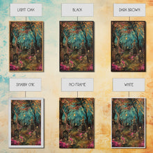 Load image into Gallery viewer, Gate to Haunted Cemetery Framed Canvas Print, Wall Art, Spooky Graveyard Art, Eerie Home Decor, Halloween Forest Painting, Spooky Graveyard