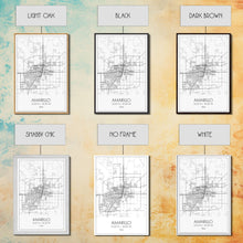 Load image into Gallery viewer, Amarillo Street Map, Texas Map, City Map Wall Decor, Travel Wall Art, Minimalist, Modern Art, Wall Art, Canvas Print, Canvas Wall Art
