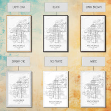 Load image into Gallery viewer, Anchorage Street Map, Alaska Map, City Map Wall Décor, Adventure Wall Art, Minimalist, Modern Art, Wall Art, Canvas Print, Canvas Wall Art