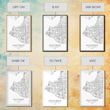 Load image into Gallery viewer, Anchorage Street Map, Alaska Map, Travel Wall Art, City Map Wall Art, Bedroom Art, Modern Art, Wall Art, Canvas Print, Canvas Wall Art
