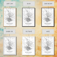 Carregar imagem no visualizador da galeria, Brownsville Street Map, Texas Map, City Map Art, Modern Art, Wall Art, Canvas Print, Canvas Wall Art, Dorm Décor, Graduation Gift,